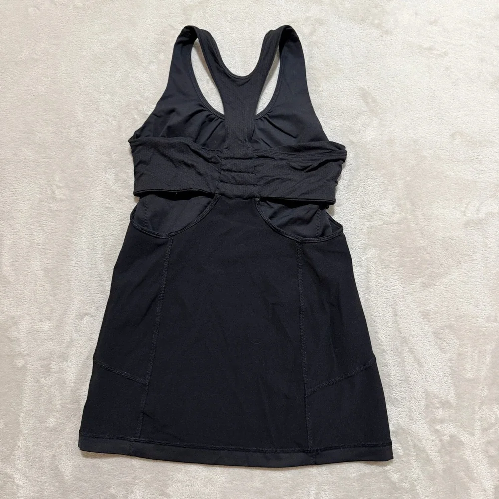 Lululemon Turbo Tank Top Womens 6 Black Racerback Ruched Activewear Yoga Gym